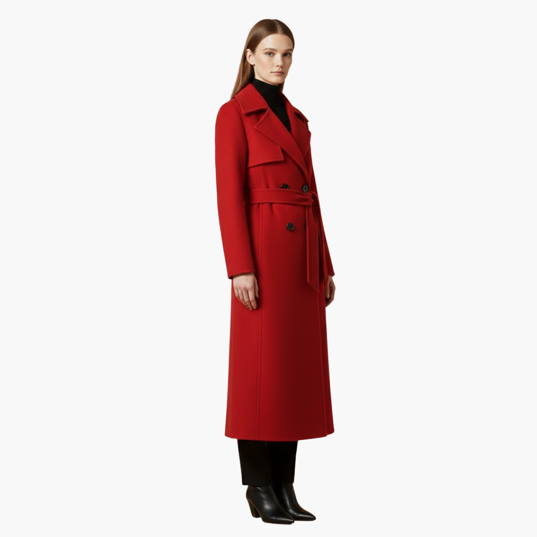 Ladies Classic Overcoat with Belted Waist
