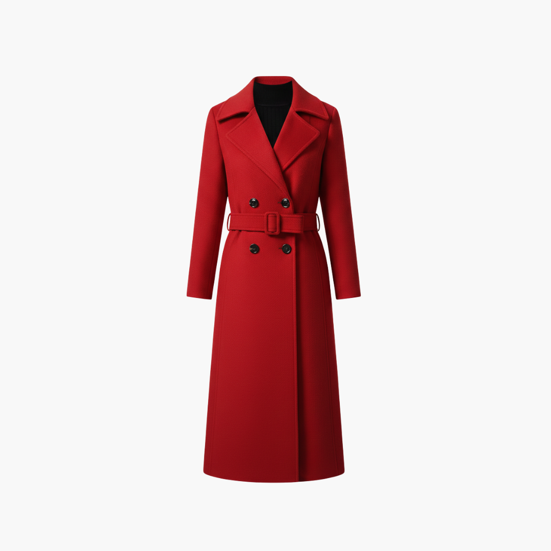 Ladies Classic Overcoat with Belted Waist - Olytrend