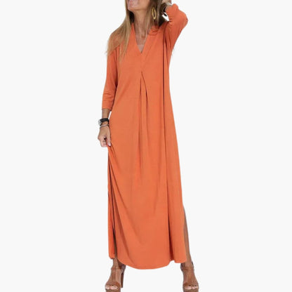 Elegant Floor Length Dress with Round Neckline