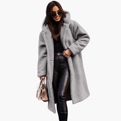 Ladies Warm Parka Coat - Button Up with Pockets