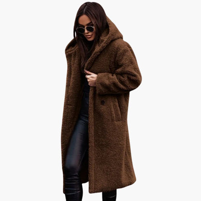 Ladies Warm Parka Coat - Button Up with Pockets