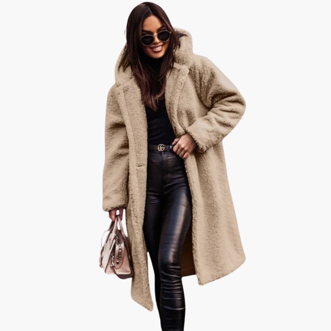 Ladies Warm Parka Coat - Button Up with Pockets