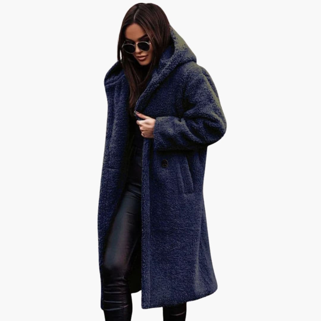 Ladies Warm Parka Coat - Button Up with Pockets