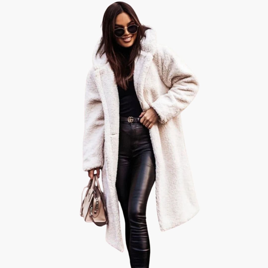 Ladies Warm Parka Coat - Button Up with Pockets - Olytrend
