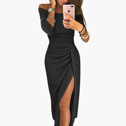 Ladies Elegant Cold Shoulder Maxi Dress