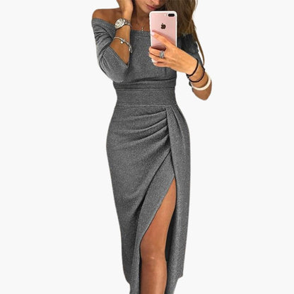 Ladies Elegant Cold Shoulder Maxi Dress