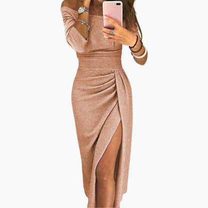 Ladies Elegant Cold Shoulder Maxi Dress - Olytrend