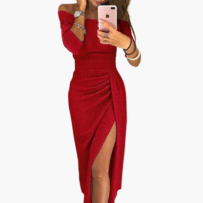 Ladies Elegant Cold Shoulder Maxi Dress