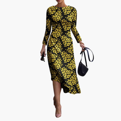 Ladies Elegant Maxi Dress with Uneven Hemline
