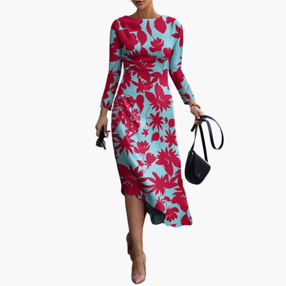 Ladies Elegant Maxi Dress with Uneven Hemline - Olytrend