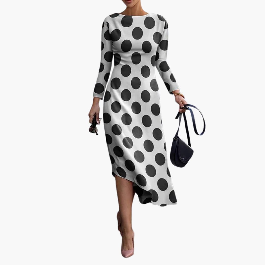 Ladies Elegant Maxi Dress with Uneven Hemline