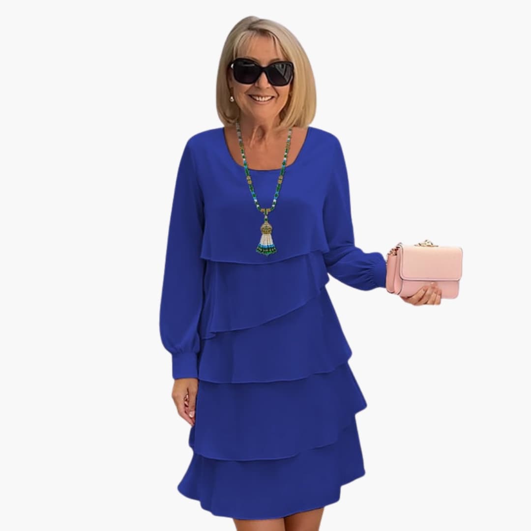 Ladies Elegant Maxi Dress with Tiered Skirt - Olytrend