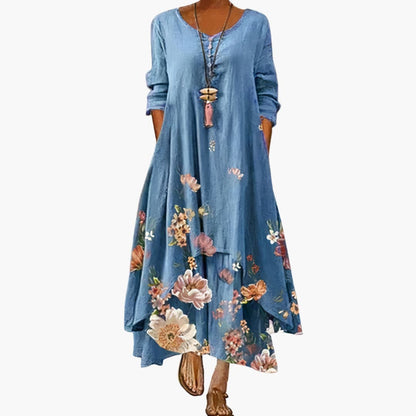 Ladies Classic Fit Dress with Pockets and Crew Neck
