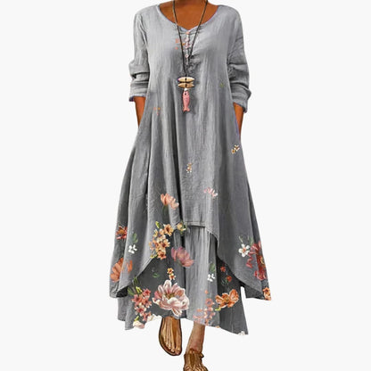 Ladies Classic Fit Dress with Pockets and Crew Neck