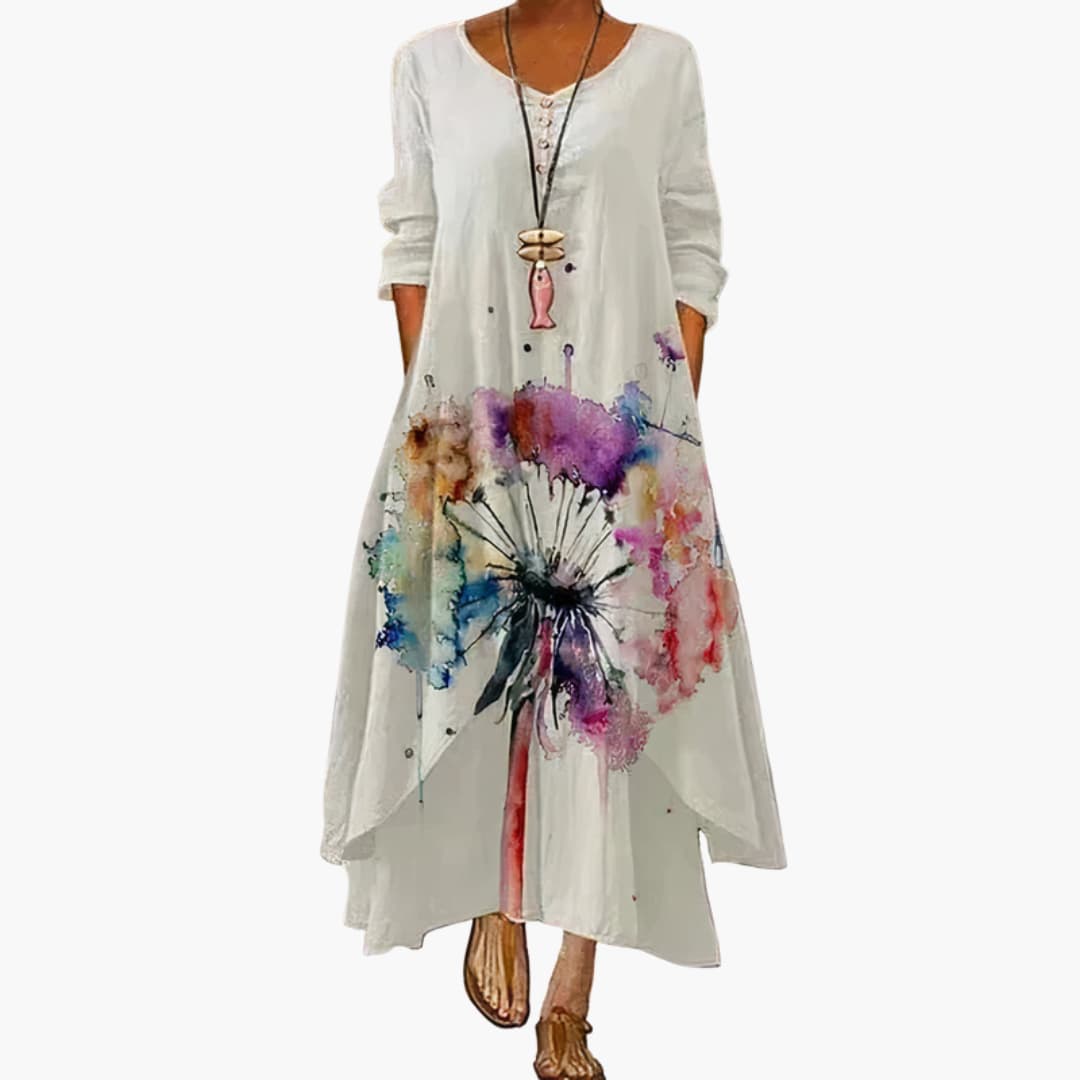 Ladies Classic Fit Dress with Pockets and Crew Neck