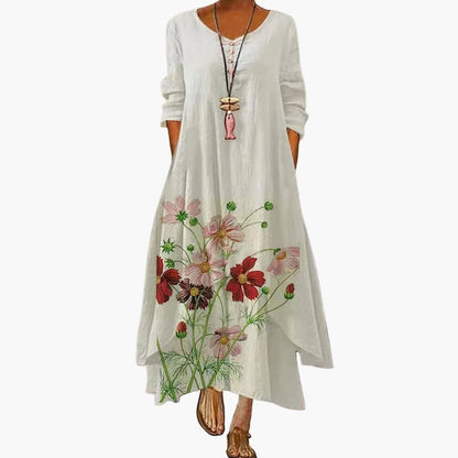 Ladies Classic Fit Dress with Pockets and Crew Neck