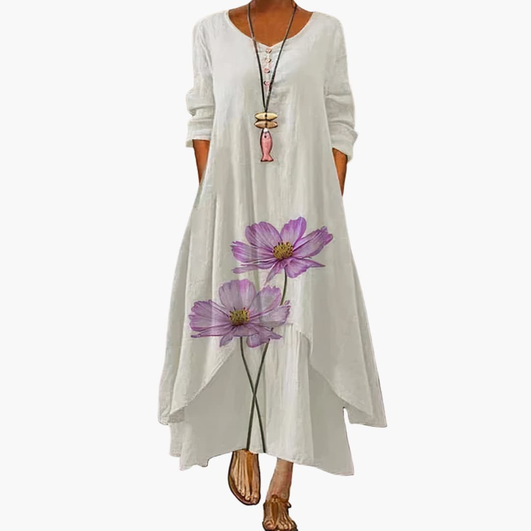 Ladies Classic Fit Dress with Pockets and Crew Neck