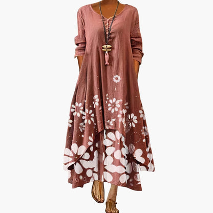 Ladies Classic Fit Dress with Pockets and Crew Neck