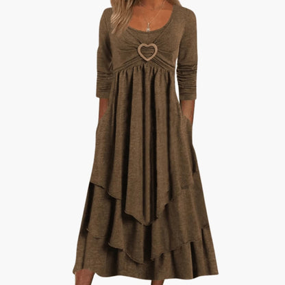 Ladies Floral Print Mid Length Tiered Dress