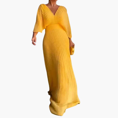 Ladies Elegant Floor Length Dress with Cinched Waist