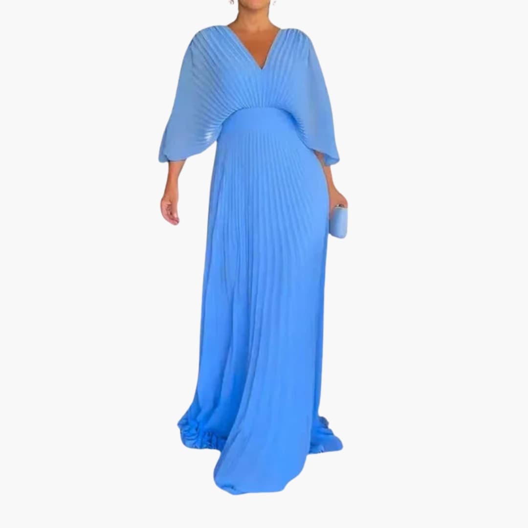 Ladies Elegant Floor Length Dress with Cinched Waist