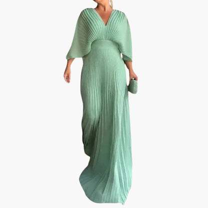 Ladies Elegant Floor Length Dress with Cinched Waist