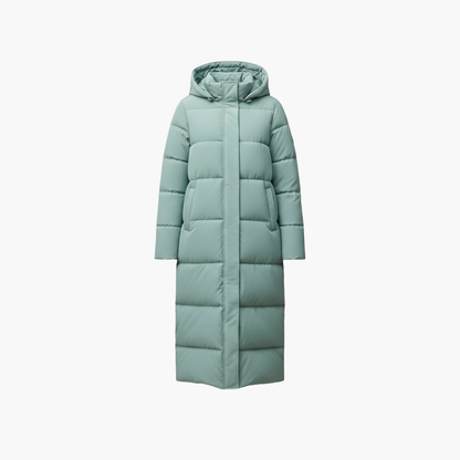 Warm Women's Parka Coat with Hood and Buttons - Olytrend