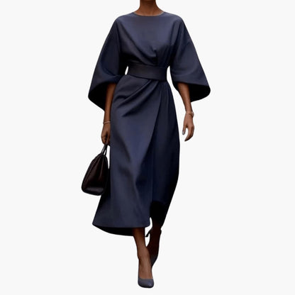 Comfortable Casual Midi Dress with Relaxed Fit Sleeves - Olytrend
