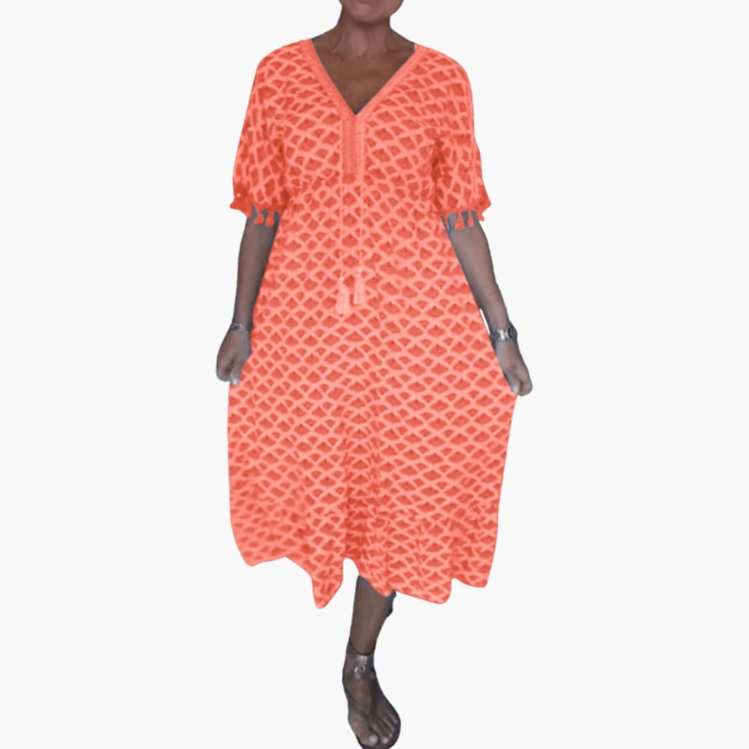 Casual V Neck Floral Midi Summer Dress for Women