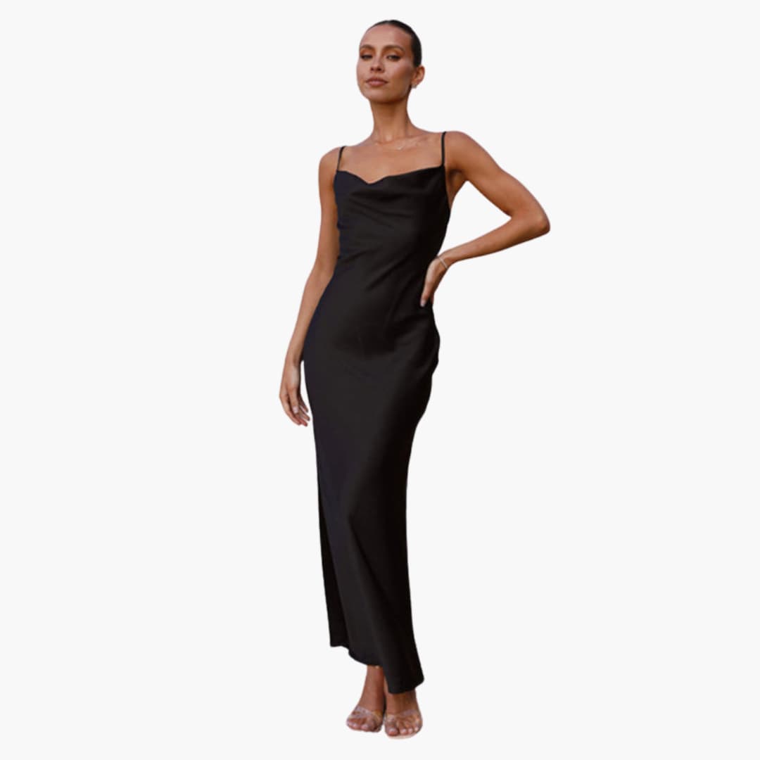 Women's Long Flowy Dress with Adjustable Thin Straps