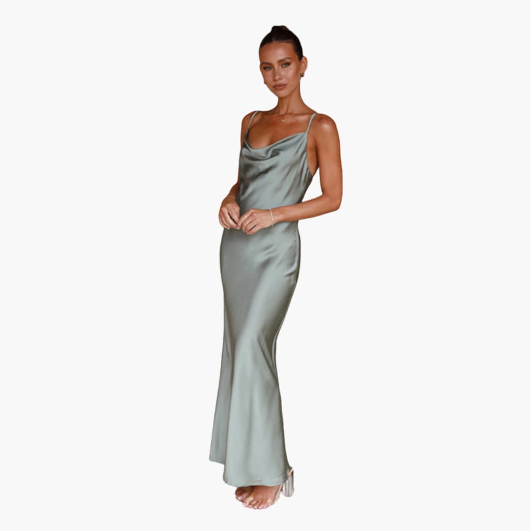 Women's Long Flowy Dress with Adjustable Thin Straps