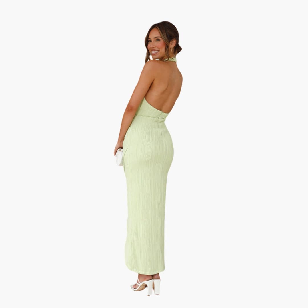Long Sleeved Halter Neck Summer Dress for Women