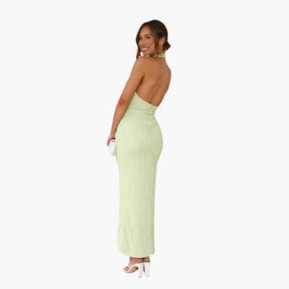 Long Sleeved Halter Neck Summer Dress for Women