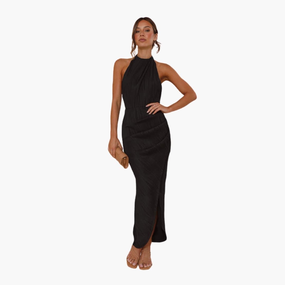 Long Sleeved Halter Neck Summer Dress for Women