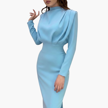 Ladies Elegant Floor Length Dress with Round Neckline