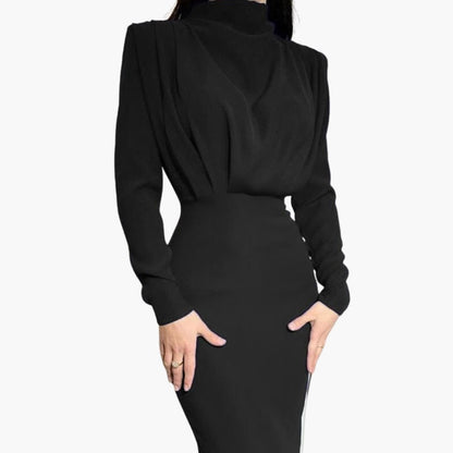 Ladies Elegant Floor Length Dress with Round Neckline