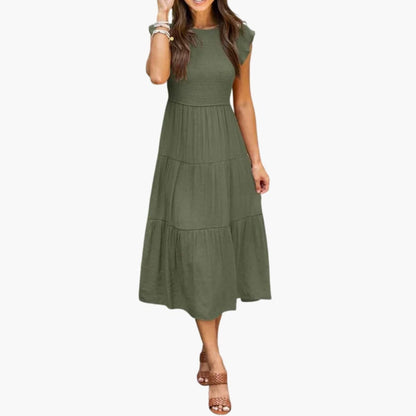 Ladies' Casual A-Line Dress with Flare Sleeves