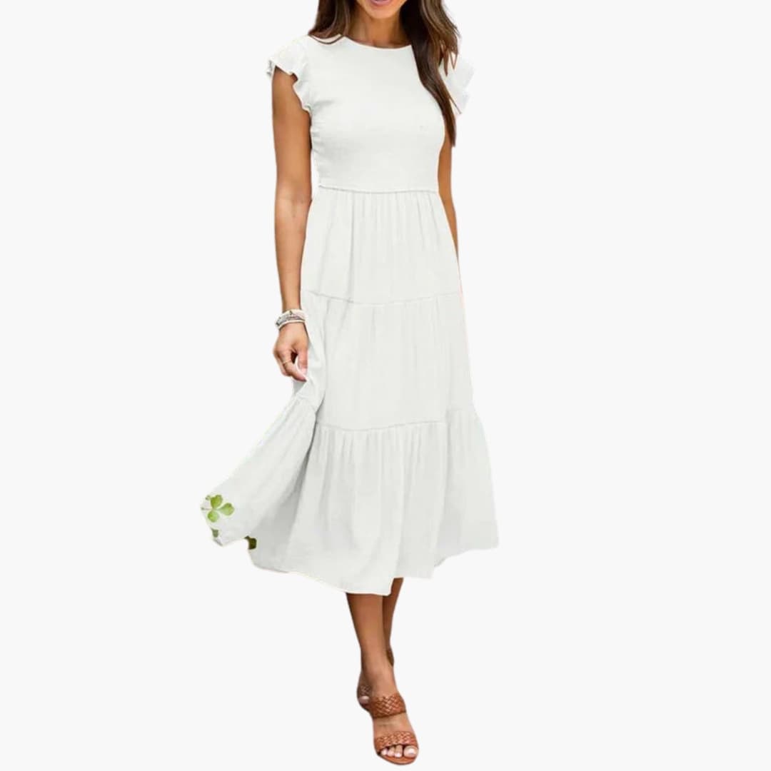 Ladies' Casual A-Line Dress with Flare Sleeves