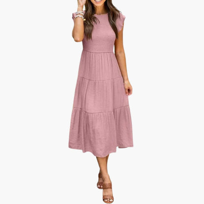 Ladies' Casual A-Line Dress with Flare Sleeves