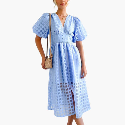 Classic Fit Ladies Midi Dress with Fitted Waist