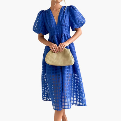 Classic Fit Ladies Midi Dress with Fitted Waist