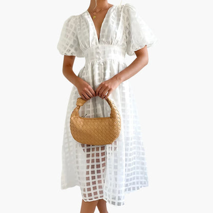 Classic Fit Ladies Midi Dress with Fitted Waist