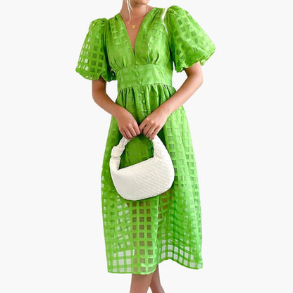 Classic Fit Ladies Midi Dress with Fitted Waist