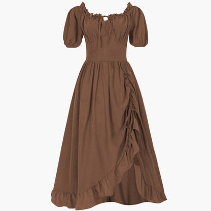 Ladies' Casual Fit Flare Dress with Puffy Sleeves