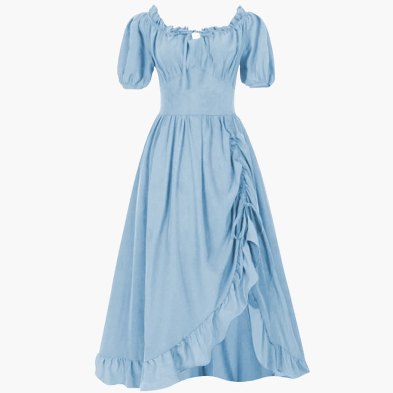 Ladies' Casual Fit Flare Dress with Puffy Sleeves