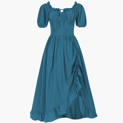Ladies' Casual Fit Flare Dress with Puffy Sleeves