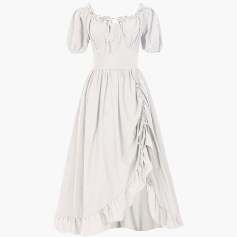 Ladies' Casual Fit Flare Dress with Puffy Sleeves - Olytrend