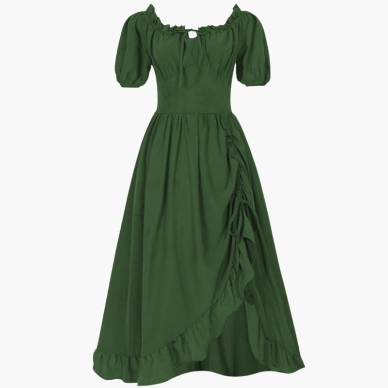 Ladies' Casual Fit Flare Dress with Puffy Sleeves