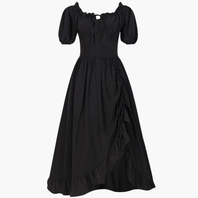 Ladies' Casual Fit Flare Dress with Puffy Sleeves