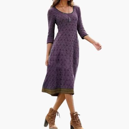 Casual Fit Knee Length Dress with Round Neckline